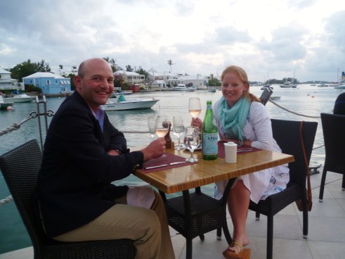 Toasting ourselves! Cheesy photo!