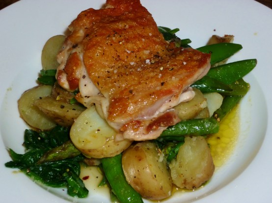 Griddled Chicken and Spring veg